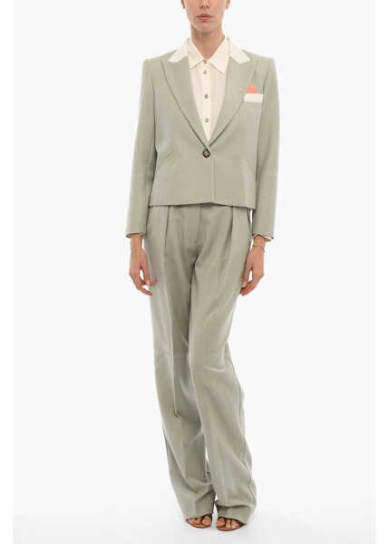 Sacouri HEBE STUDIO Cropped Diane Single Breasted Blazer Green Femei (BM 11437409) 4