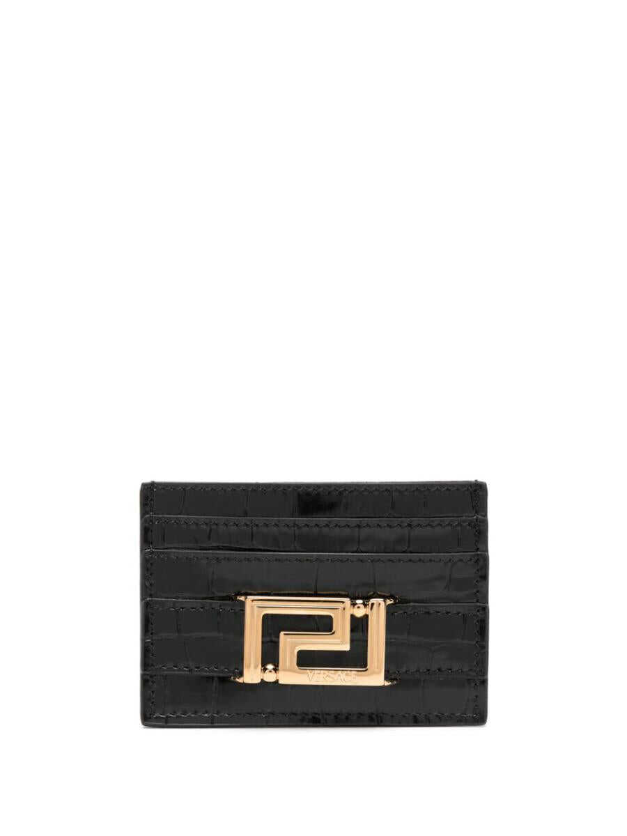 Versace VERSACE Greca Goddess leather credit card case BLACK