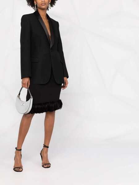 Fuste casual Saint Laurent Saint Laurent Feathers Trim Silk Skirt Black Femei (BM 11455841) 2