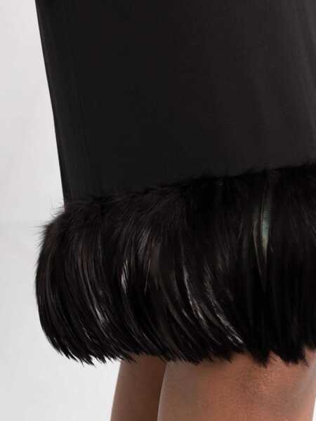 Fuste casual Saint Laurent Saint Laurent Feathers Trim Silk Skirt Black Femei (BM 11455841) 3