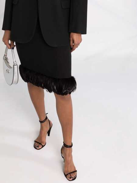 Fuste casual Saint Laurent Saint Laurent Feathers Trim Silk Skirt Black Femei (BM 11455841) 5