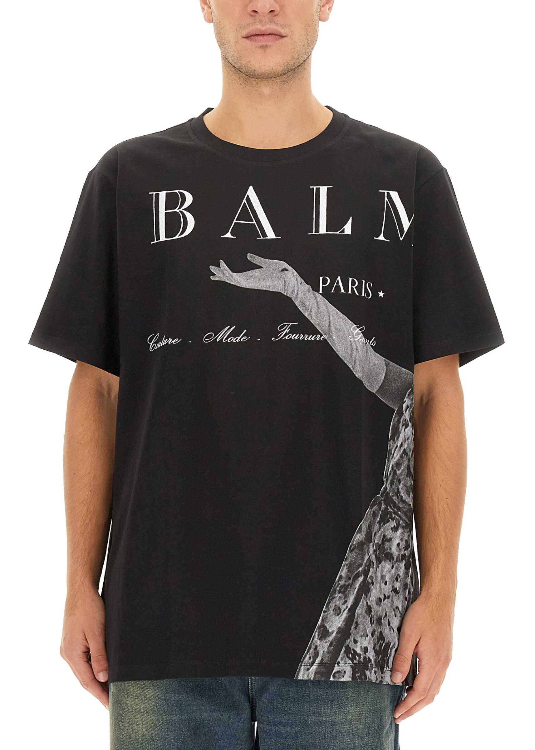Balmain Jolie Madame Print T-Shirt BLACK