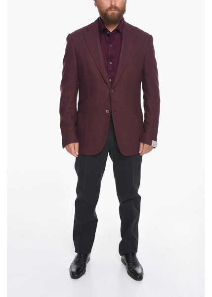 Sacouri CORNELIANI Wool-Blend Leader Soft Unlined Blazer Burgundy Barbati (BM 11460278) 4