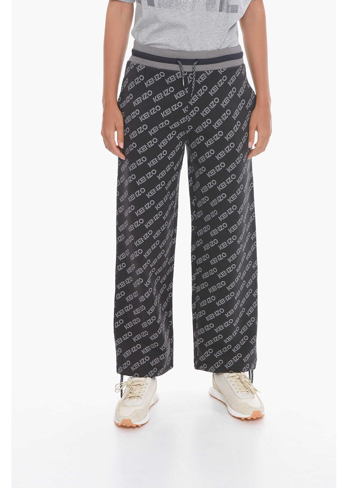 Kenzo Two-Tone Joggers With All-Over Monogram Gray