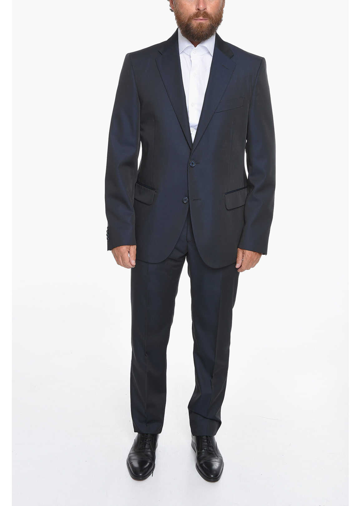 CORNELIANI Cc Collection Lined Right Wool Blend Suit Blue
