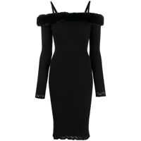 Rochii Blumarine Faux Fur Neck Midi Dress Femei