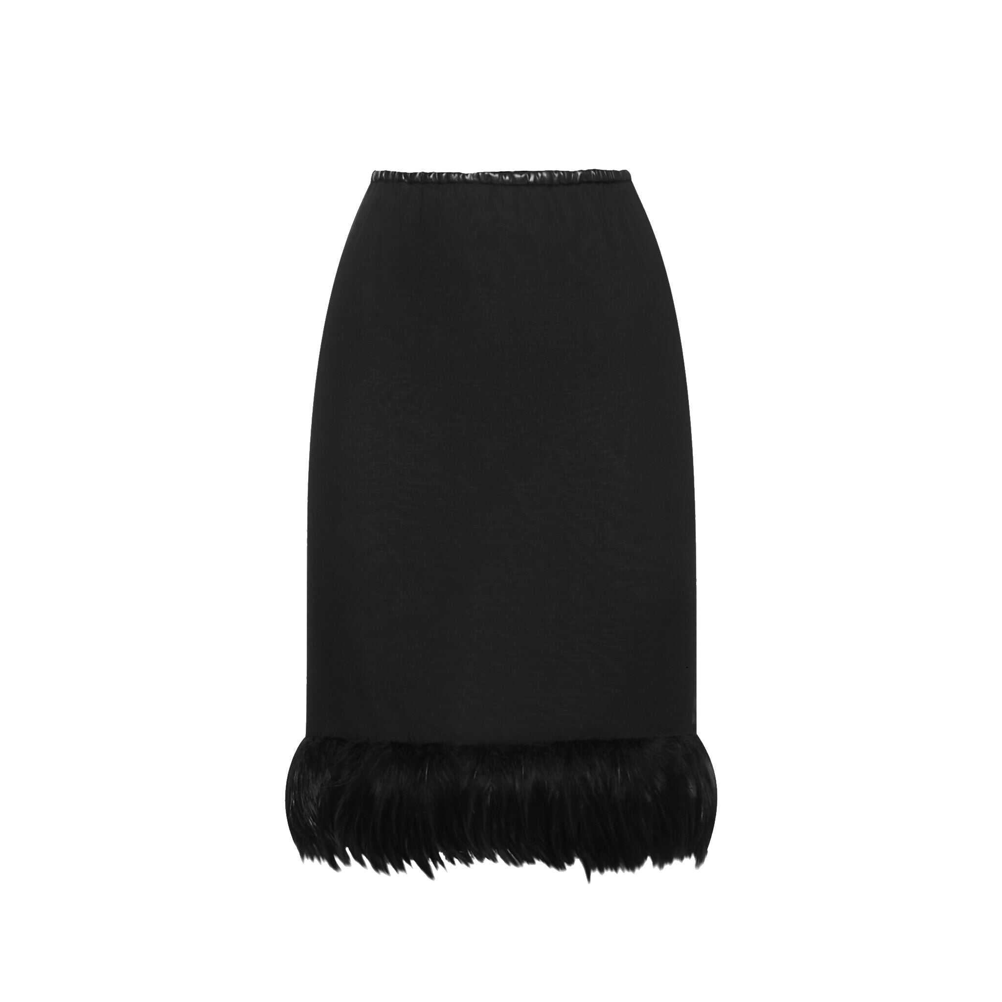 Poze Saint Laurent Feathers Trim Silk Skirt Black b-mall.ro 