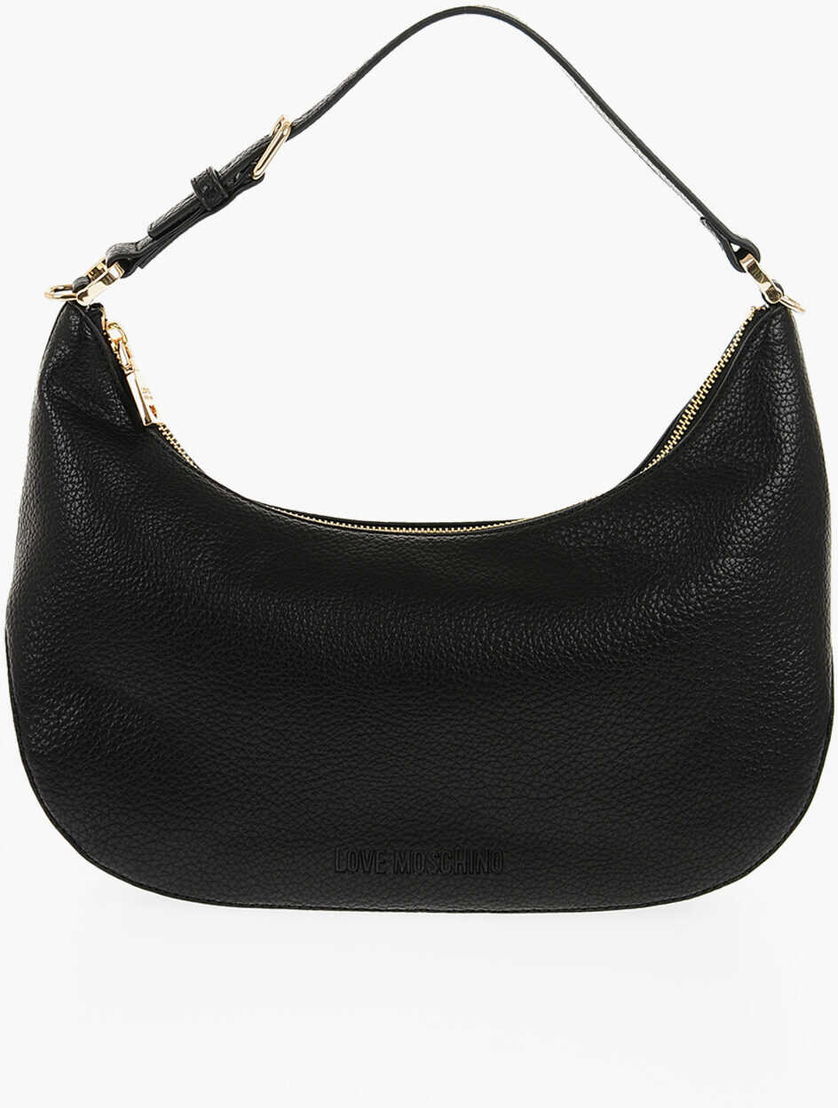 Moschino Love Textured Faux Leather Eco-Friendly Giant Hobo Bag With Black
