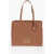 Moschino Love Faux Leather Shoulder Bag With Golden Logo Brown