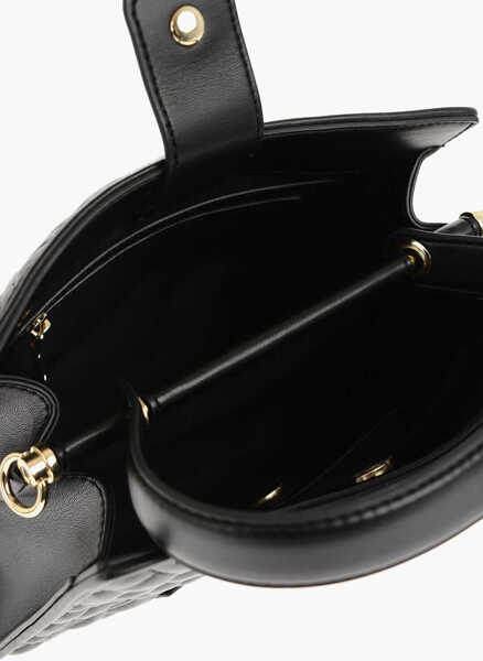 Genti de mana Moschino Love Quilted Faux Leather Bag With Removable Shoulder Strap Black Femei (BM 11487966) 4