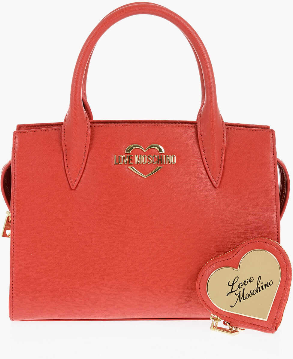 Genti de mana Moschino Love Solid Color Tote Bag With Golden Logo Red Femei (BM 11488128) 1