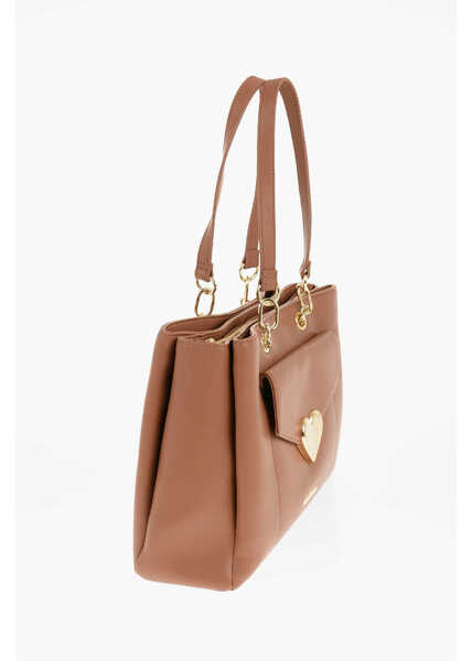 Genti de umar Moschino Love Faux Leather Tote Bag With Golden Logo Brown Femei (BM 11488134) 2
