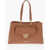 Moschino Love Faux Leather Tote Bag With Golden Logo Brown