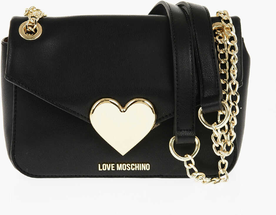 Moschino Love Faux Leather Eco-Friendly Gracious Shoulder Bag With Me Black