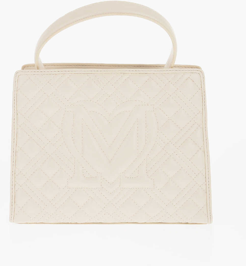 Genti de mana Moschino Love Quilted Faux Leather Bag With Removable Shoulder Strap Beige Femei (BM 11488164) 2