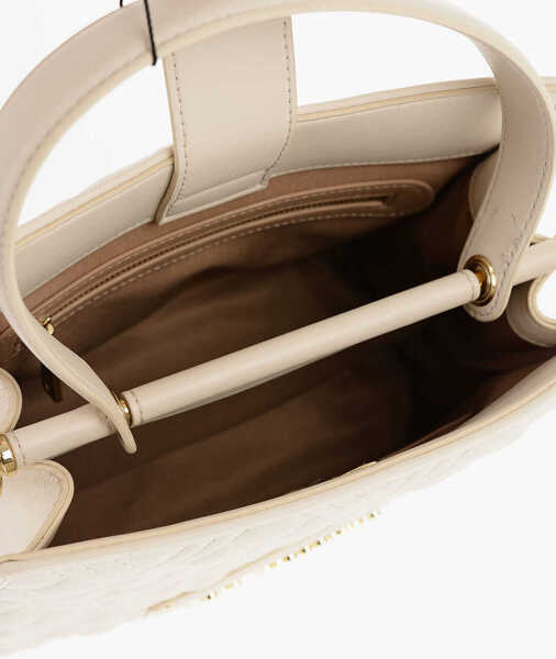 Genti de mana Moschino Love Quilted Faux Leather Bag With Removable Shoulder Strap Beige Femei (BM 11488164) 4