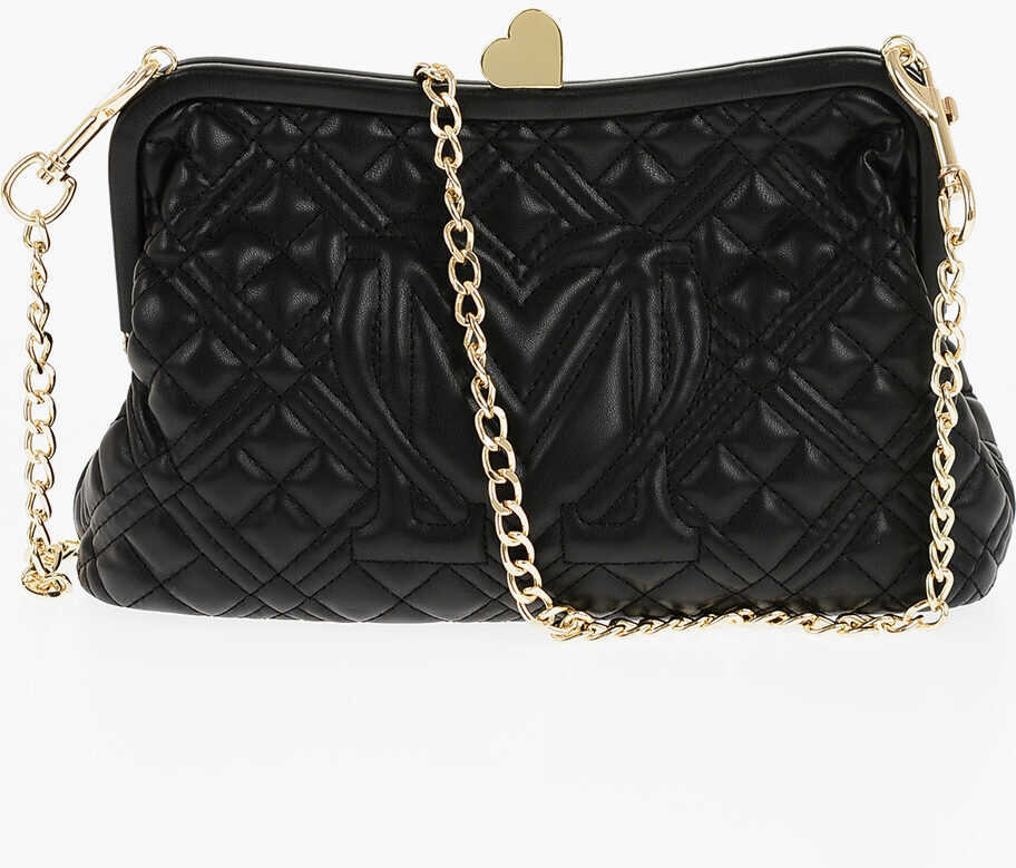 Genti tip postas Moschino Love Quilted Faux Leather Bag With Golden Chain And Heart De Black Femei (BM 11488176) 2