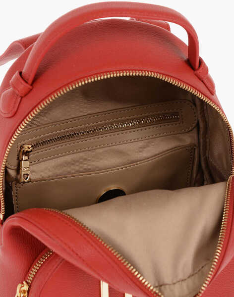 Rucsacuri Moschino Love Solid Color Faux Leather Backpack With Golden Logo Red Femei (BM 11488455) 4