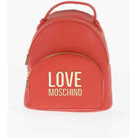 Rucsacuri Love Solid Color Faux Leather Backpack With Golden Logo Femei