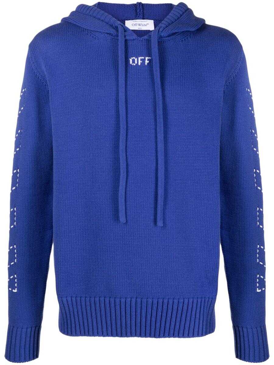 Off-White OFF-WHITE Logo cotton blend hoodie BLUE