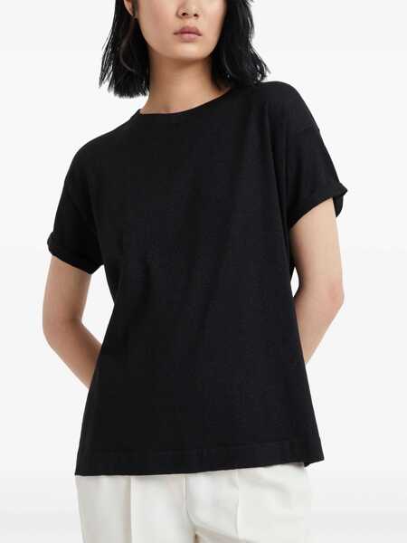 Tricouri Brunello Cucinelli cashmere glitter T-shirt NERO Femei (BM 11495409) 3