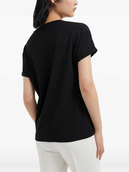 Tricouri Brunello Cucinelli cashmere glitter T-shirt NERO Femei (BM 11495409) 4