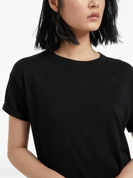 Tricouri Brunello Cucinelli cashmere glitter T-shirt NERO Femei (BM 11495409) 5