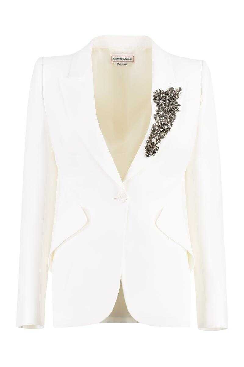 Alexander McQueen ALEXANDER MCQUEEN VICTORIAN EMBROIDERED BLAZER IVORY