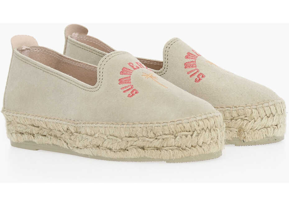 Manebí Suede Palm Springs Espadrilles With Summerland Embroidery Beige