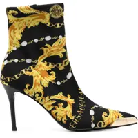 Botine Jeans Couture Baroque Printed Point Toe Scarlett Sock Boots Femei