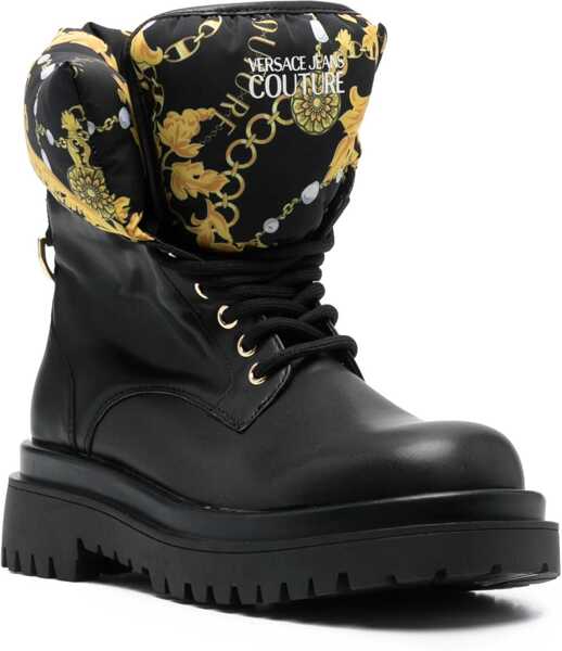 Botine Versace Jeans Couture Faux Leather Drew Combat Boots With Baroque Mo Black Femei (BM 11507298) 2