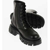 Botine Love Leather Tassel50 Combat Boots With Side Zip And Chunky Femei