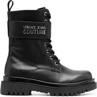 Botine Jeans Couture Faux Leather Drew Combat Boots With Metal Logo Femei