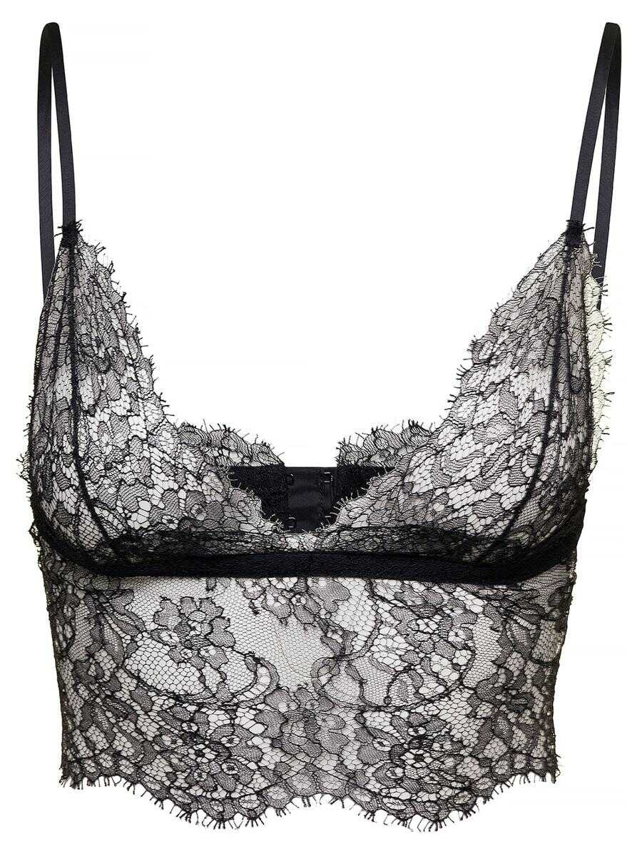 Dolce & Gabbana Black Bralette with Adjustable Closure in Chantilly Lace Woman BLACK