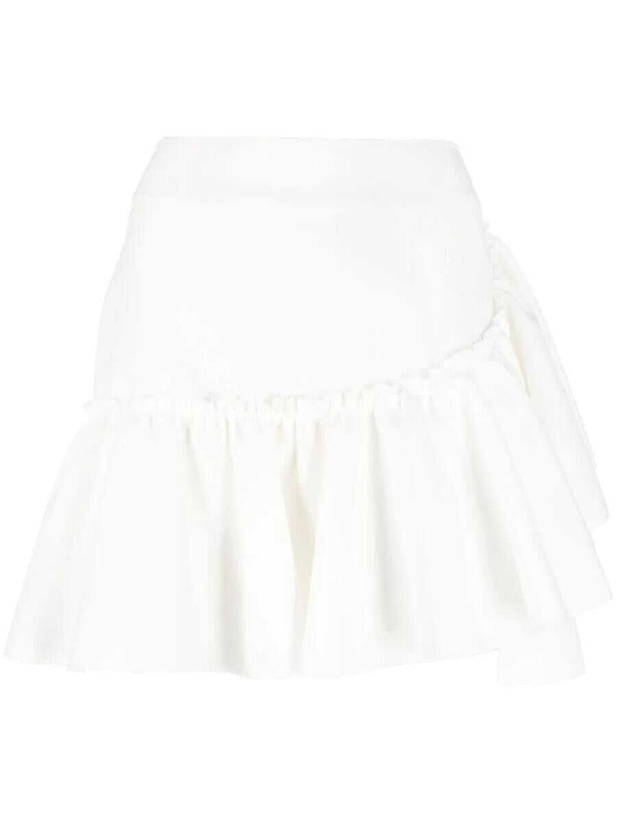 MSGM MSGM ruffled-trim high-waisted miniskirt OFF WHITE
