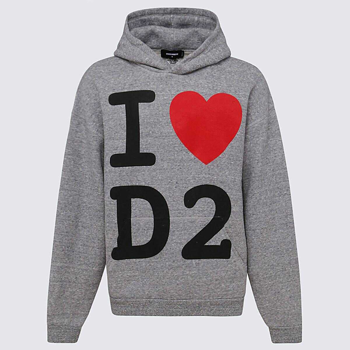 DSQUARED2 DSQUARED2 GREY COTTON BLEND HOODIE GREY