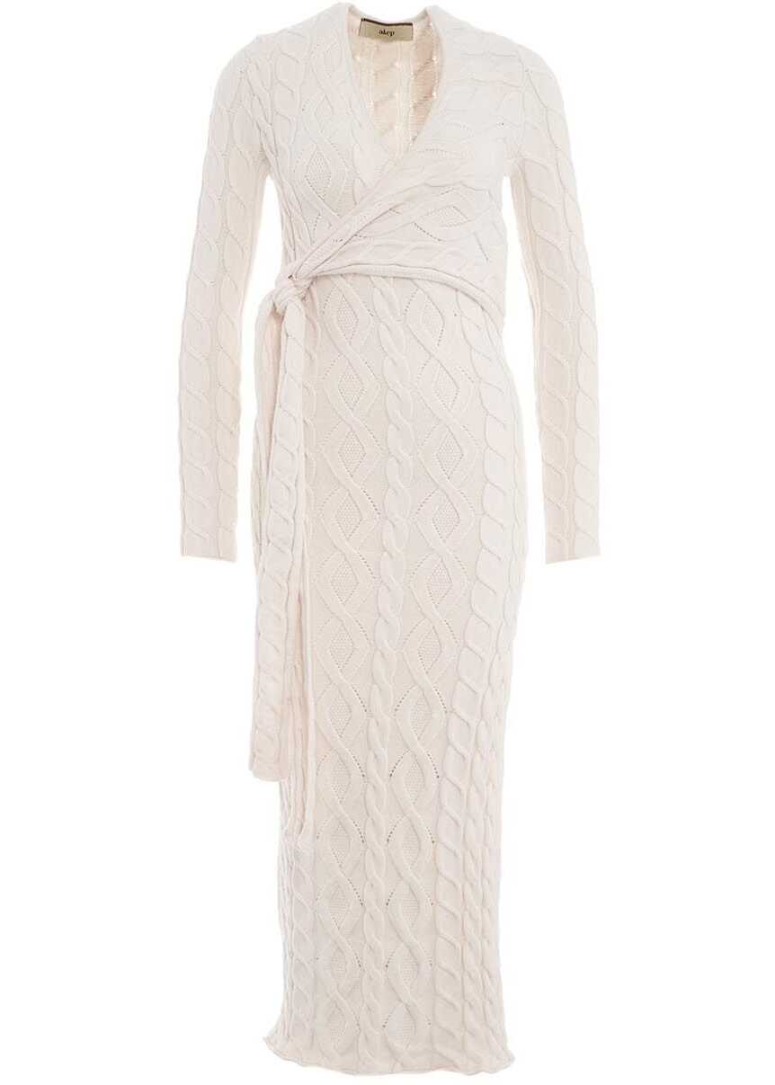AKEP Wrap dress in cable knit White