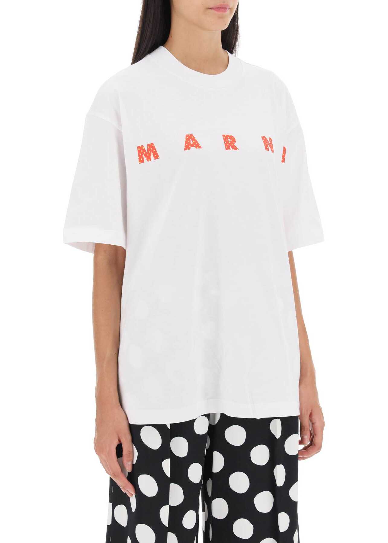 Marni Logo Print T-Shirt LILY WHITE