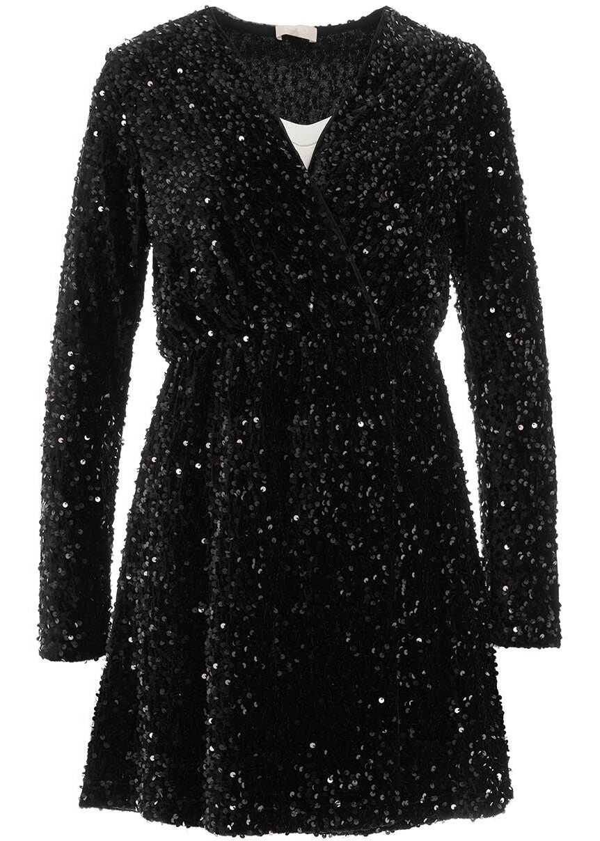 Liu Jo Velvet dress with sequins Black