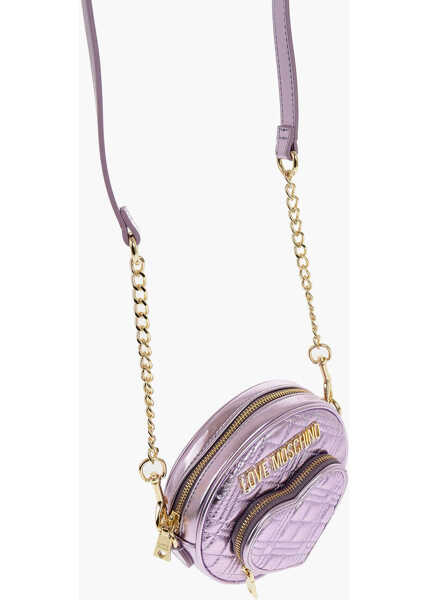 Genti tip postas Moschino Love Quilted Metallic Faux Leather Bag With Heart-Shaped Poc Violet Femei (BM 11569629) 3