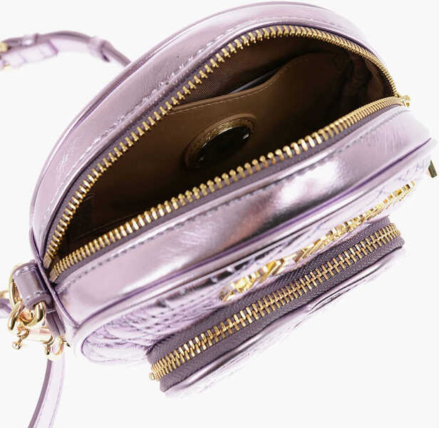 Genti tip postas Moschino Love Quilted Metallic Faux Leather Bag With Heart-Shaped Poc Violet Femei (BM 11569629) 4