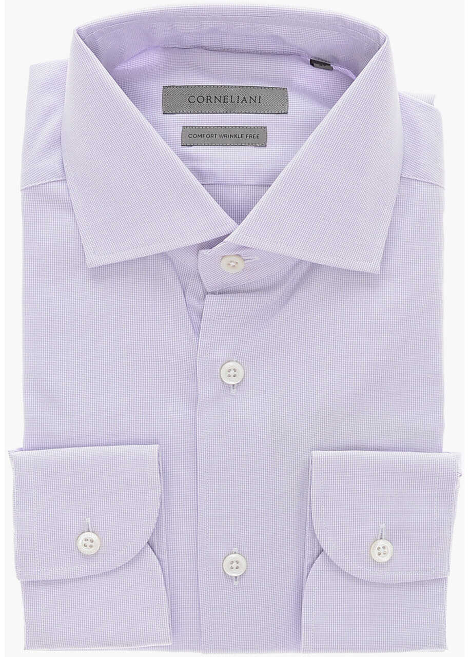 CORNELIANI Comfort Wrinkle Free Pin Check Cotton Shirt Pink