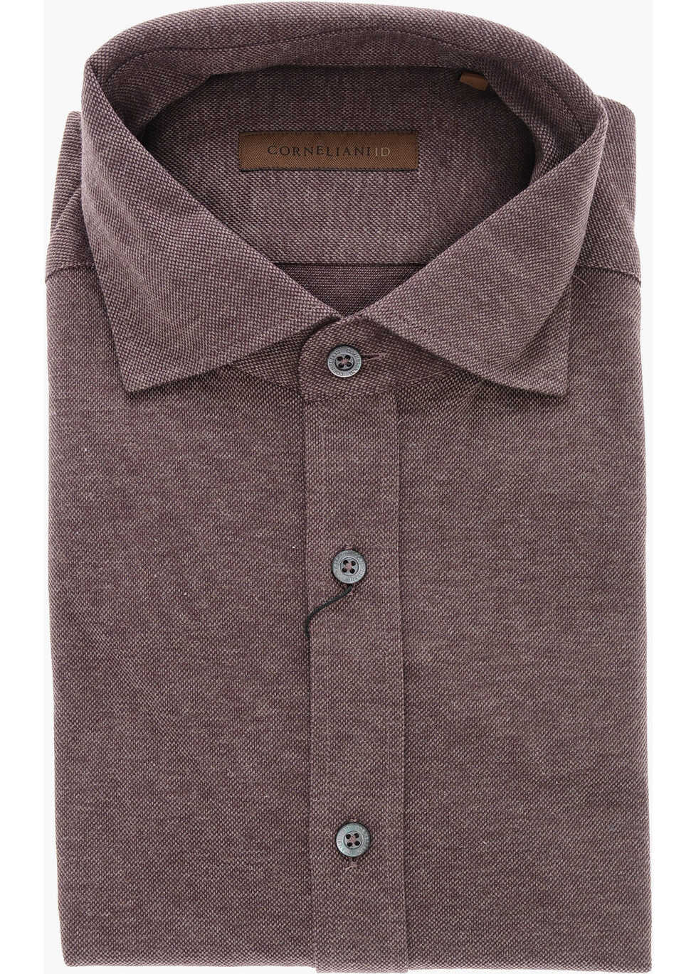 Camasi casual CORNELIANI Id Spread Collar Hopsack Cotton Shirt Violet Barbati (BM 11572686) 1