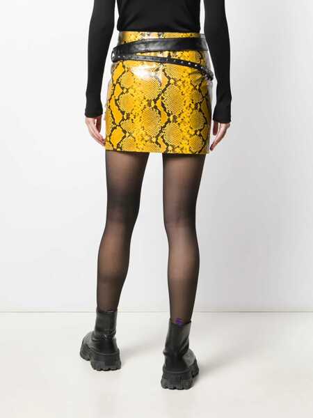 Fuste UNRAVEL PROJECT Yellow Python Leather Skirt YELLOW Femei (BM 11574981) 4