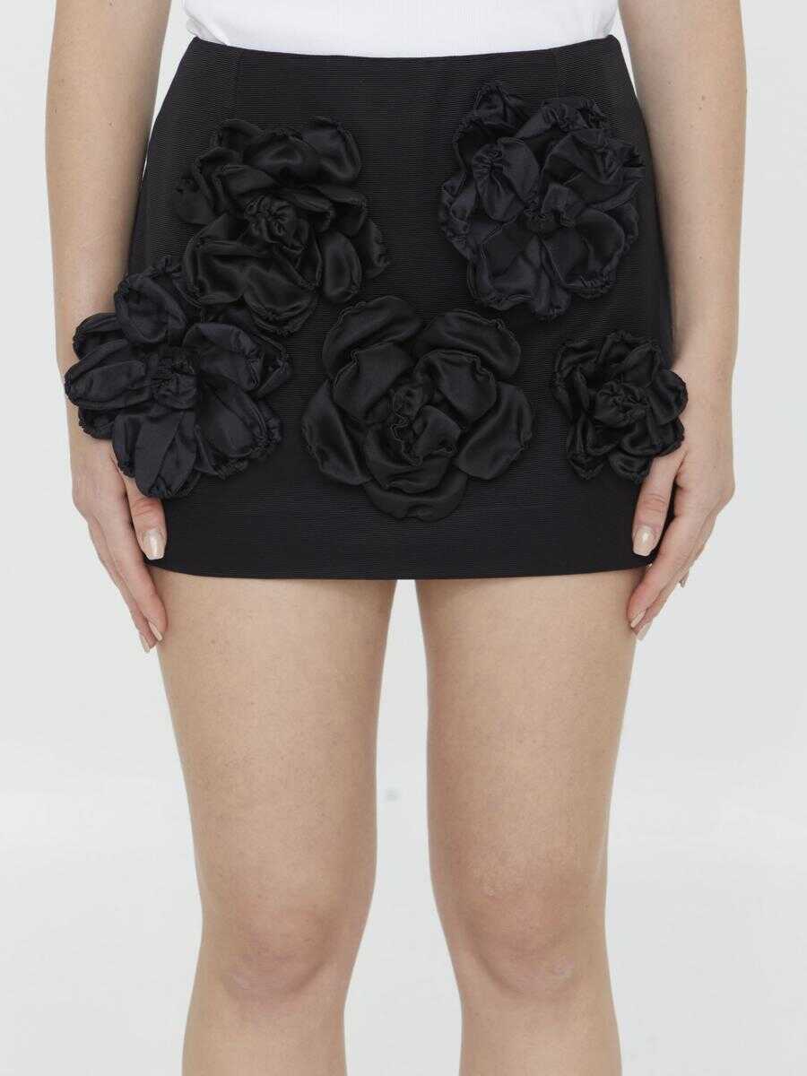 Dolce & Gabbana Ottoman miniskirt with flowers BLACK
