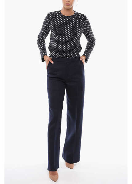 Pantaloni office Bottega Veneta Regular Fit Wool Pants Blue Femei (BM 11577060) 4