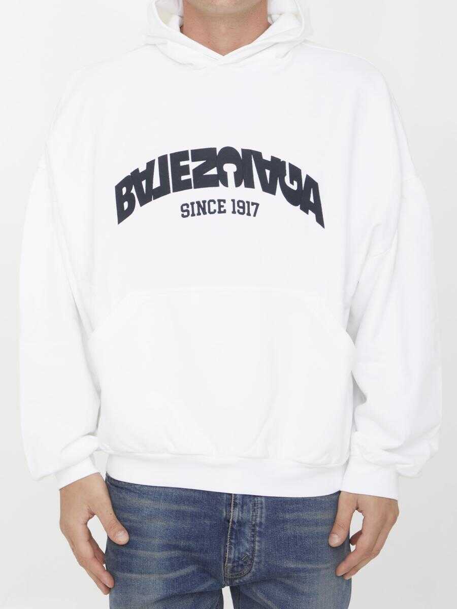 Balenciaga Back Flip logo hoodie WHITE