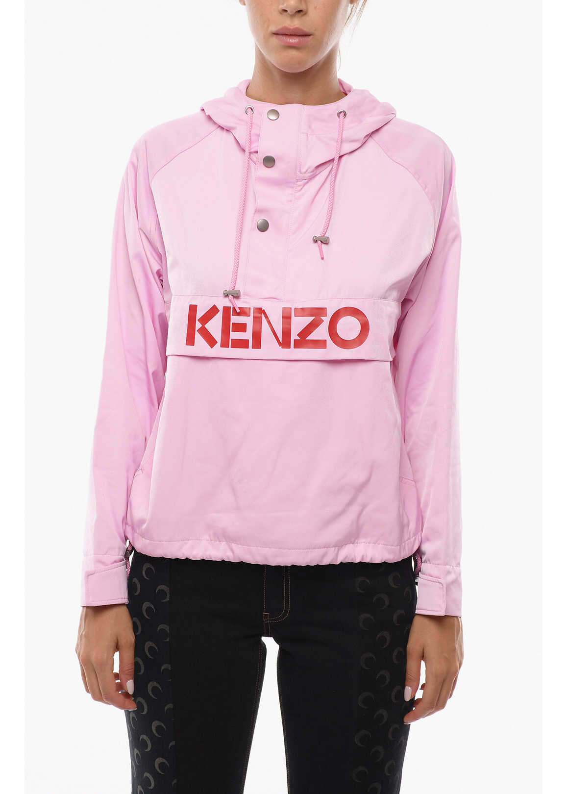 Kenzo Lightweight Anorak Jacket With Silver Buttons Pink