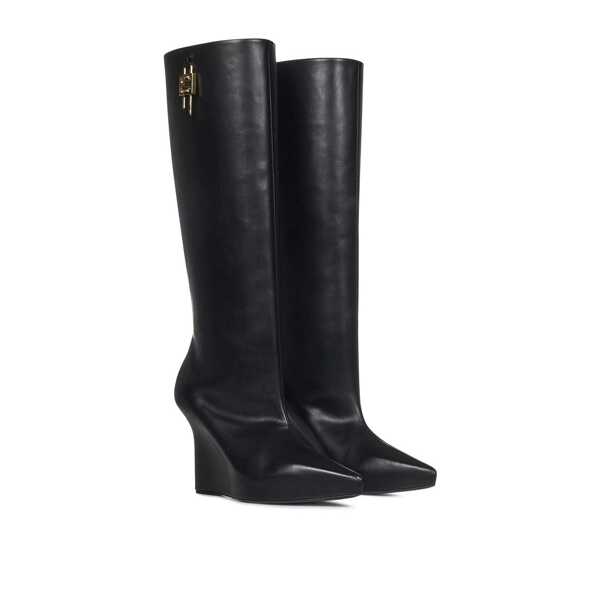 Bocanci Givenchy G-Lock Leather Boots Black Femei (BM 11584539) 2