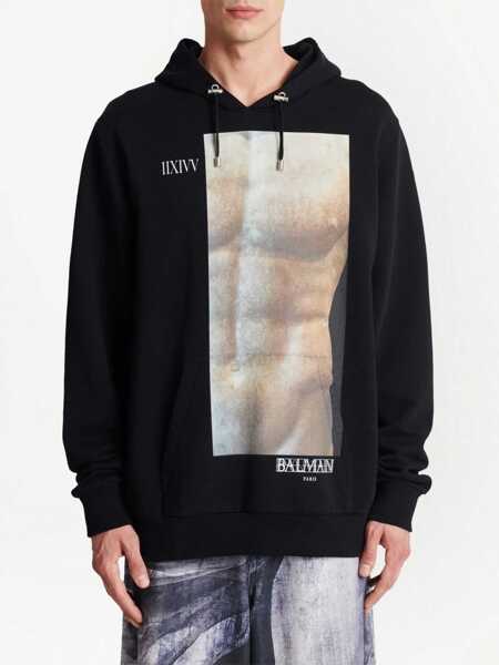 Bluze de trening Balmain Balmain Cotton Hoodie Sweatshirt Black Barbati (BM 11584581) 3